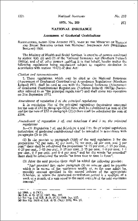 The National Insurance (Assessment of Graduated Contributions) Amendment Regulations (Northern Ireland) 1971