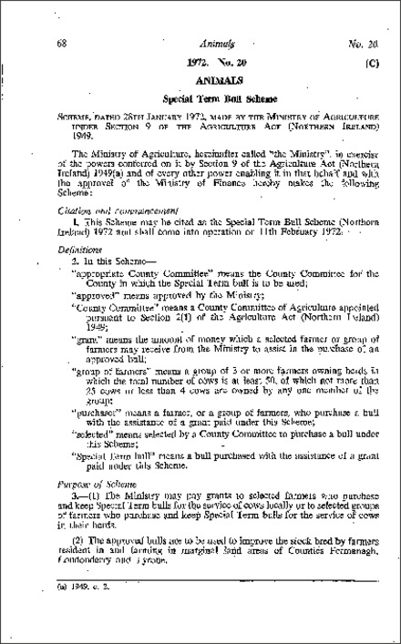 The Special Term Bull Scheme (Northern Ireland) 1972