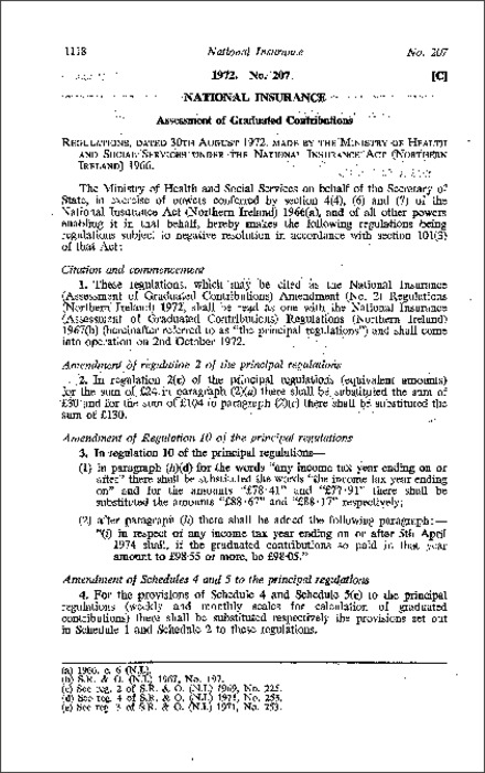 The National Insurance (Assessment of Graduated Contributions) Amendment (No. 2) Regulations (Northern Ireland) 1972