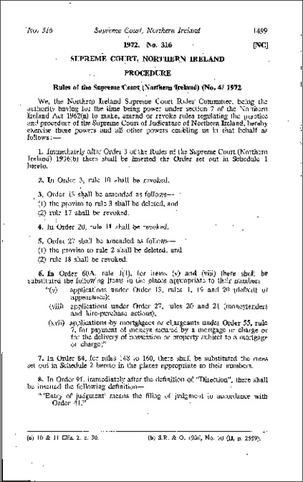 The Rules of the Supreme Court (No. 4) (Northern Ireland) 1972