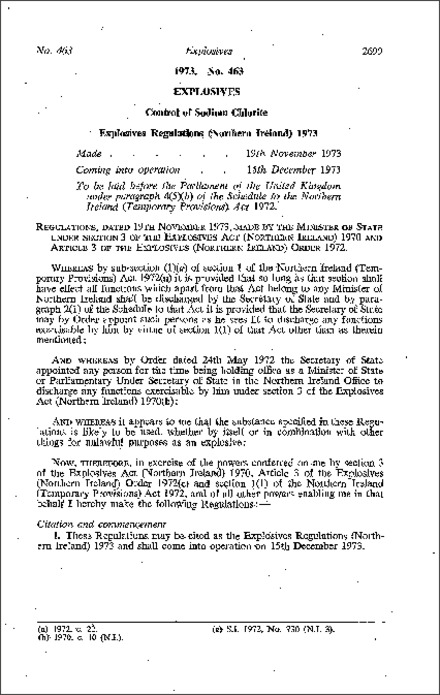 The Explosives Regulations (Northern Ireland) 1973