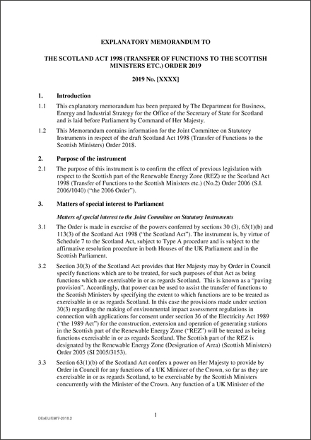 UK Draft Explanatory Memorandum