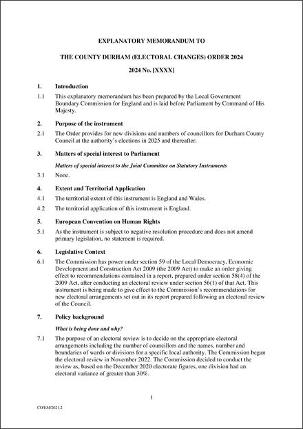 UK Draft Explanatory Memorandum 2