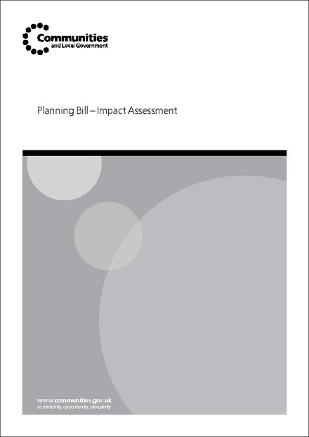 Planning Bill: Impact Assessment of removing requirement SPDs to undergo a sustainability appraisal.