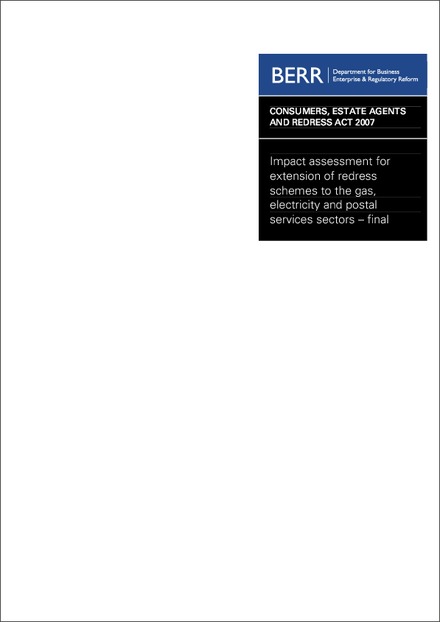 Impact Assessment to The Gas and Electricity Regulated Providers (Redress Scheme) Order 2008