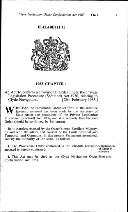 Clyde Navigation Order Confirmation Act 1963