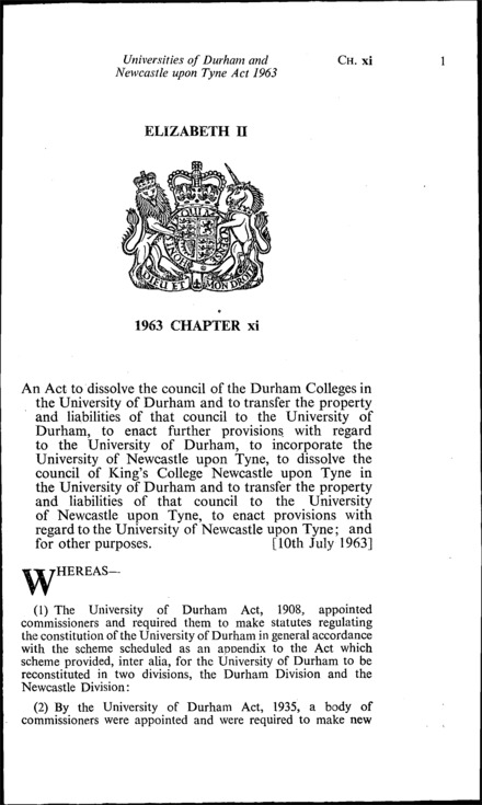Universities of Durham and Newcastle-upon-Tyne Act 1963