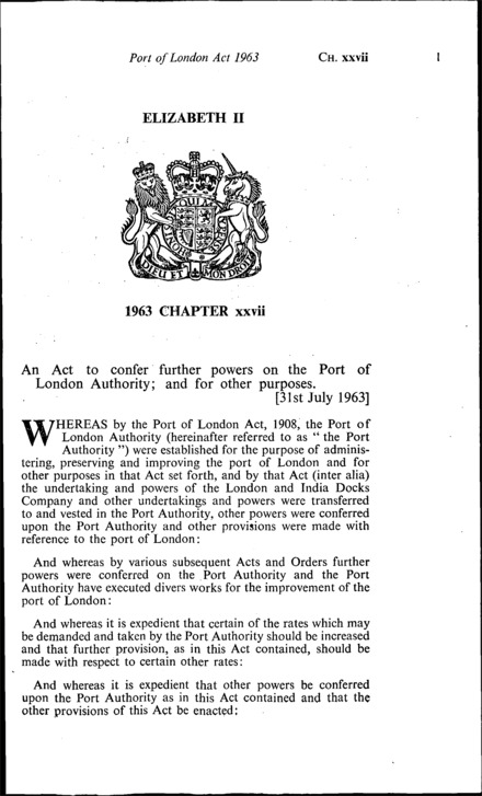 Port of London Act 1963