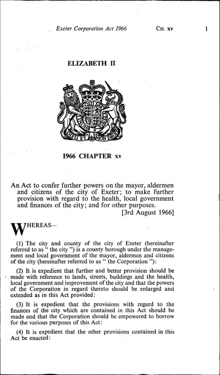 Exeter Corporation Act 1966