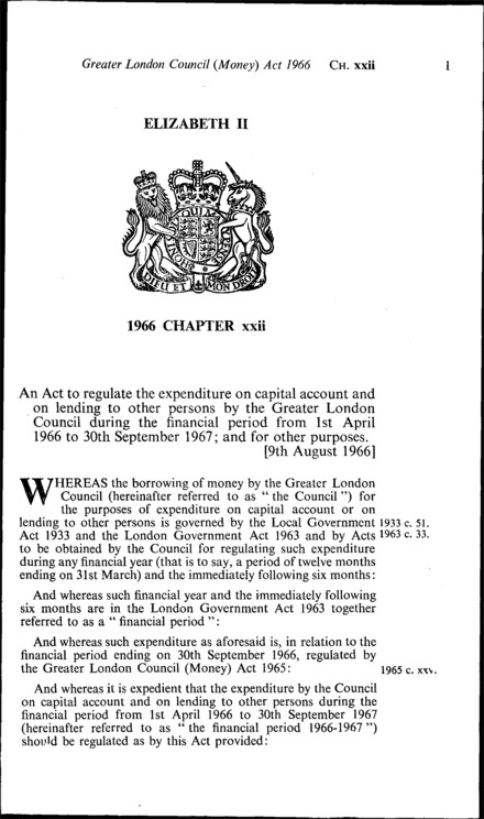 Greater London Council (Money) Act 1966