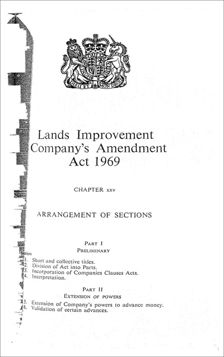 Lands Improvement Company's Amendment Act 1969