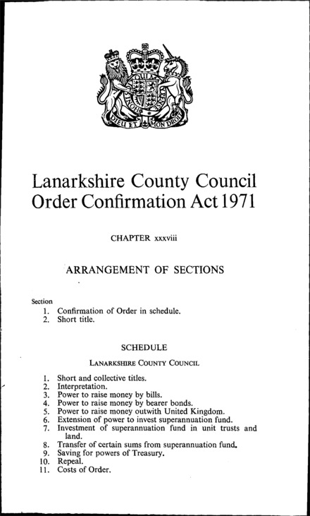 Lanarkshire County Council Order Confirmation Act 1971