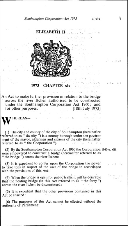 Southampton Corporation Act 1973