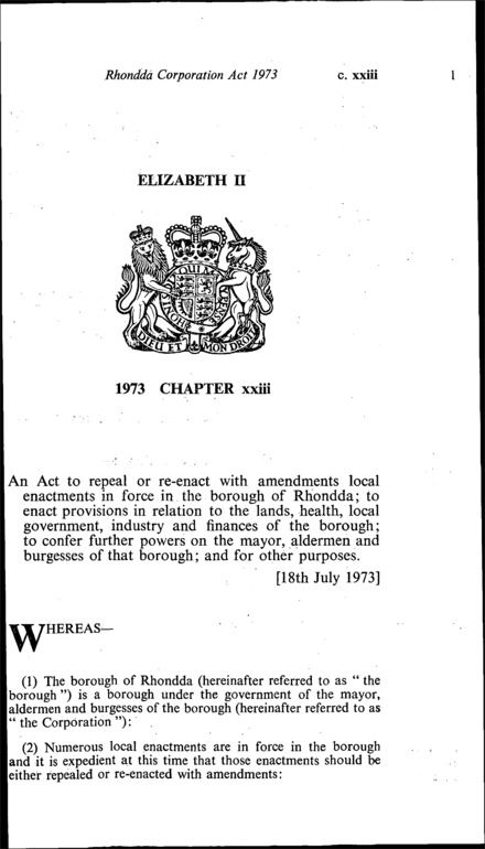 Rhondda Corporation Act 1973