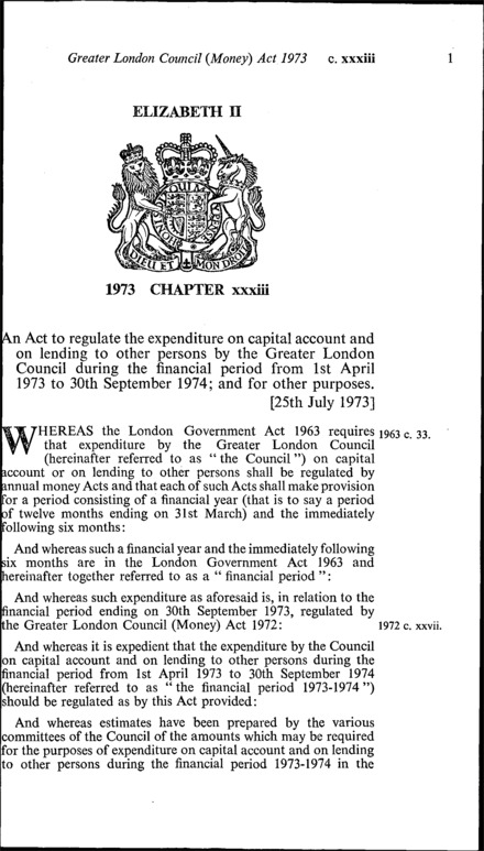 Greater London Council (Money) Act 1973