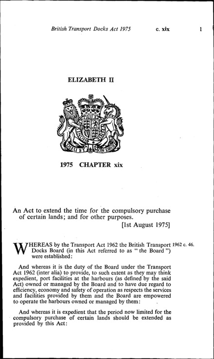 British Transport Docks Act 1975