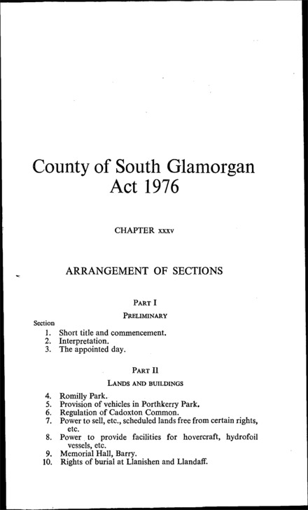 County of South Glamorgan Act 1976