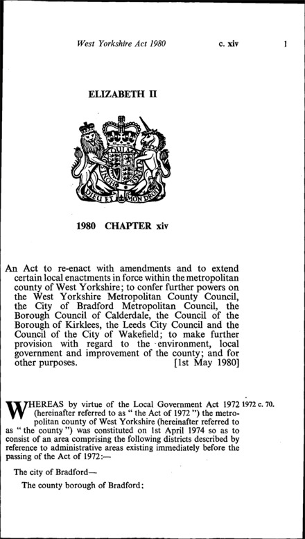 West Yorkshire Act 1980