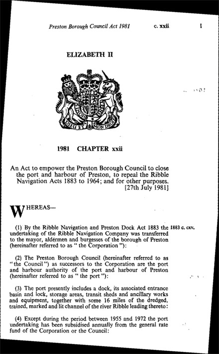 Preston Borough Council Act 1981