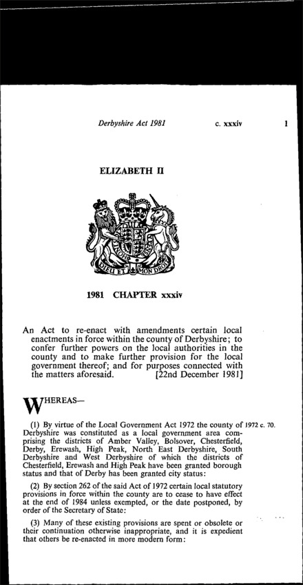 Derbyshire Act 1981