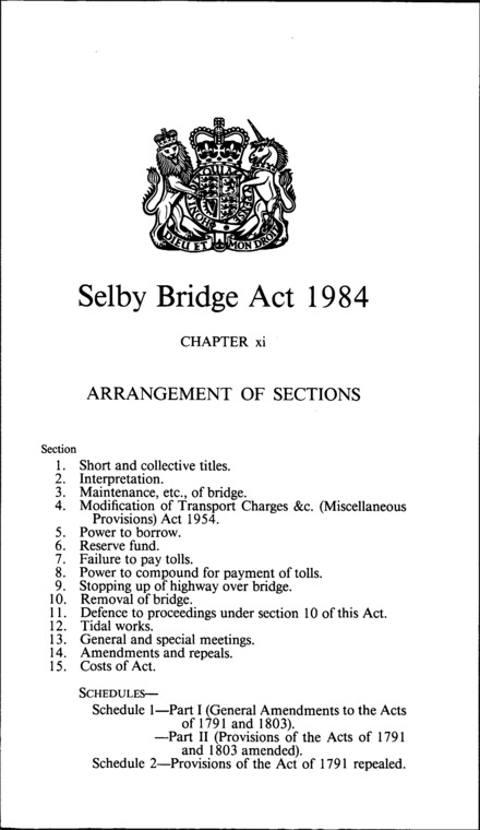 Selby Bridge Act 1984