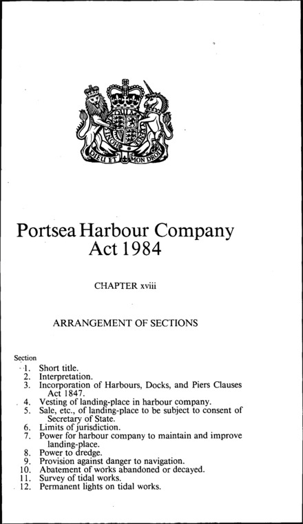 Portsea Harbour Council Act 1984