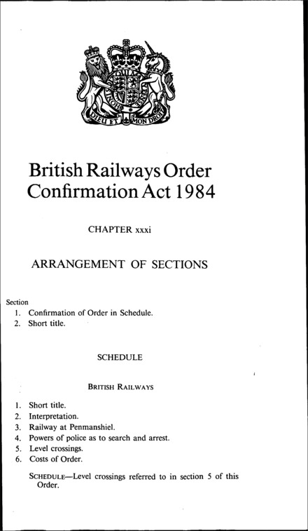 British Railways Order Confirmation Act 1984
