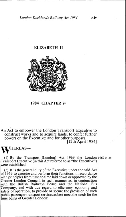 London Docklands Railway Act 1984