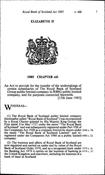 Royal Bank of Scotland Act 1985