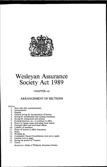 Wesleyan Assurance Society Act 1989