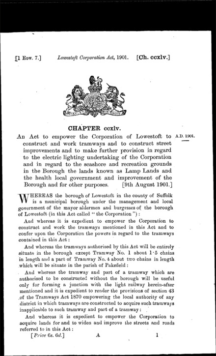 Lowestoft Corporation Act 1901