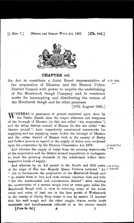 Ilkeston and Heanor Water Act 1901