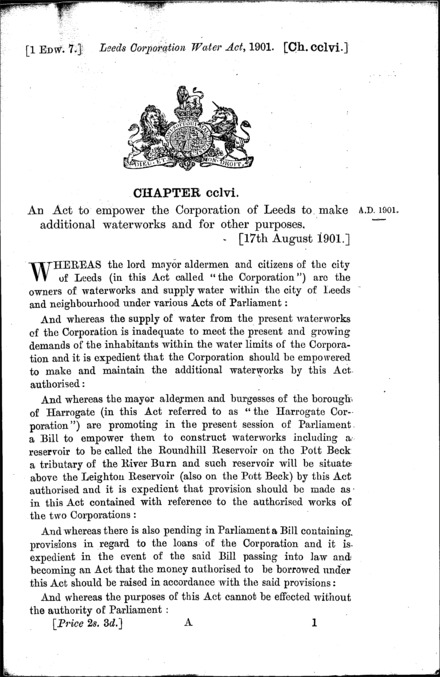 Leeds Corporation (Water) Act 1901