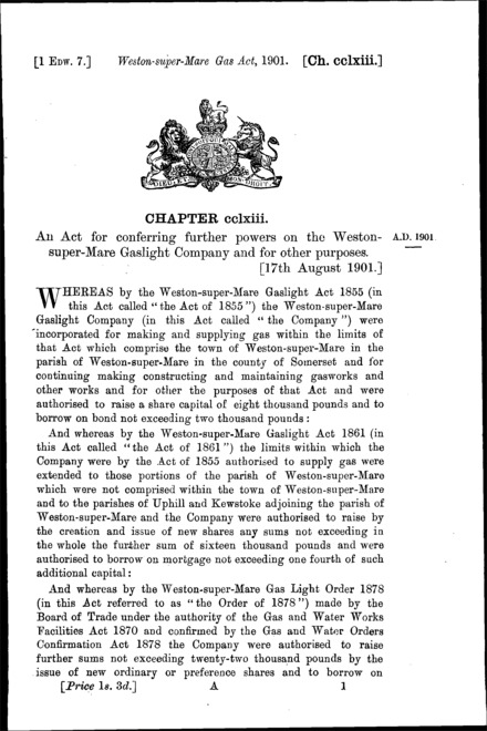 Weston-super-Mare Gas Act 1901