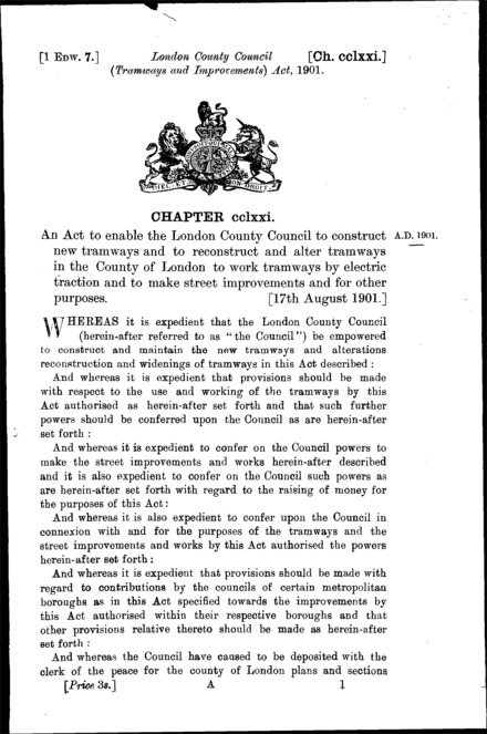 London County Council (Tramways and Improvements) Act 1901
