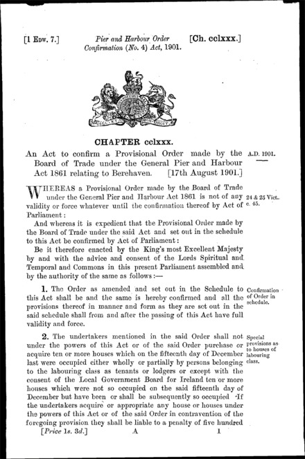 Pier and Harbour Order Confirmation (No. 4) Act 1901