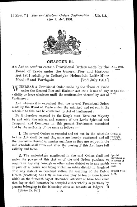 Pier and Harbour Orders Confirmation (No. 1) Act 1901