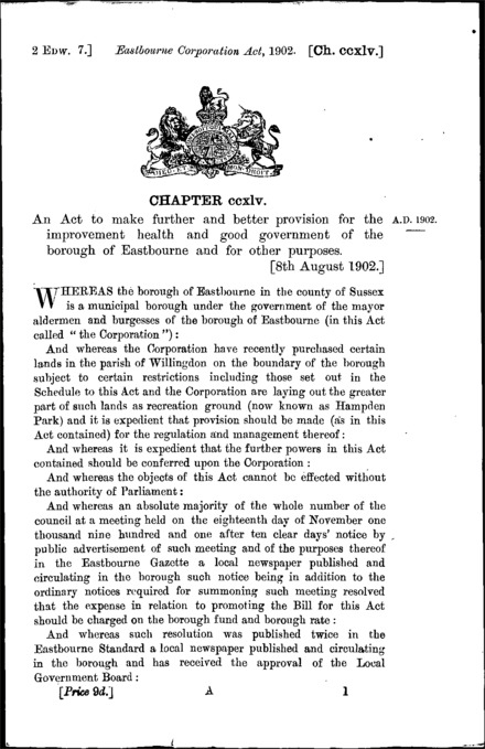 Eastbourne Corporation Act 1902