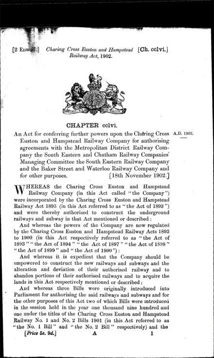 Charing Cross, Euston and Hampstead Railway Act 1902