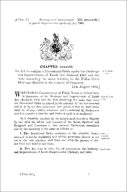 Drainage and Improvement of Lands Supplemental (Ireland) Act 1903