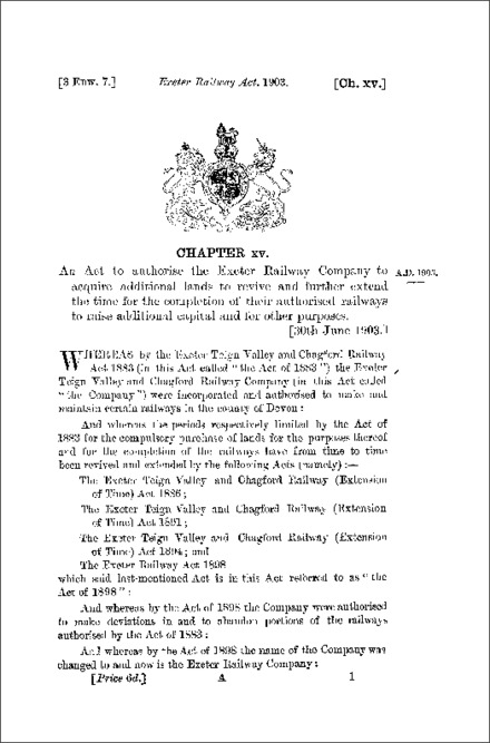 Exeter Railway Act 1903