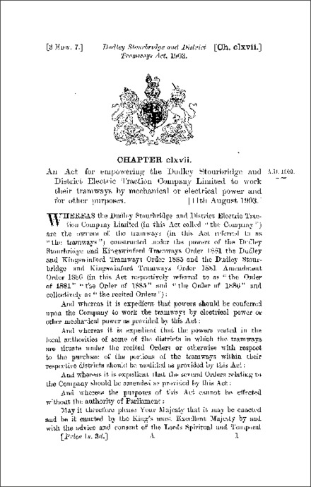 Dudley, Stourbridge and District Tramways Act 1903