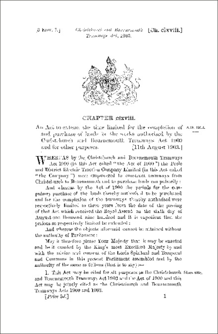 Christchurch and Bournemouth Tramways Act 1903