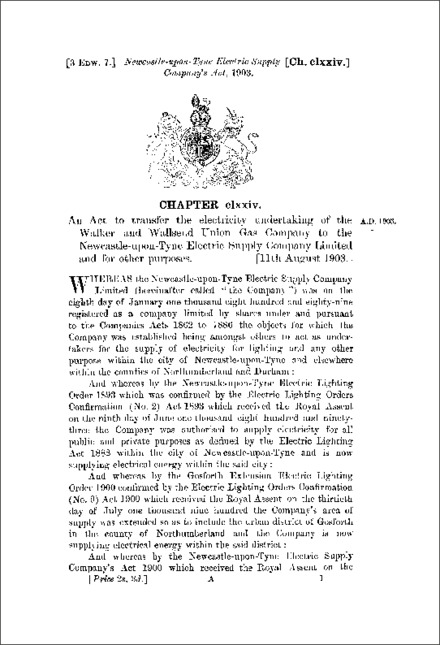 Newcastle-upon-Tyne Electric Supply Company's Act 1903