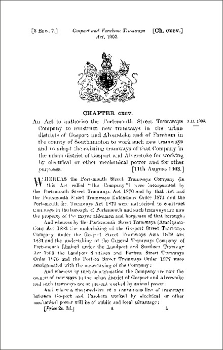 Gosport and Fareham Tramways Act 1903