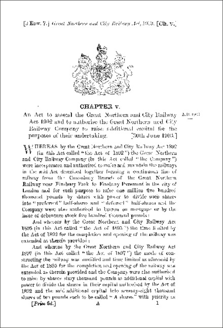 Great Northern and City Railway Act 1903