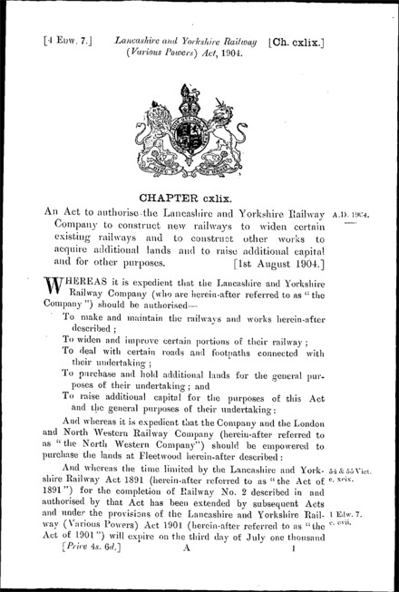Lancashire and Yorkshire Railway (Various Powers) Act 1904