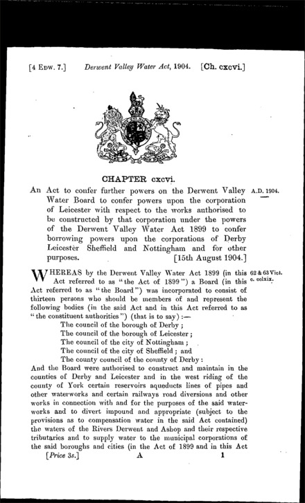 Derwent Valley Water. Act 1904