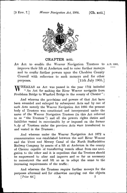 Weaver Navigation Act 1905