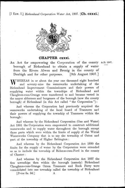 Birkenhead Corporation Water Act 1907